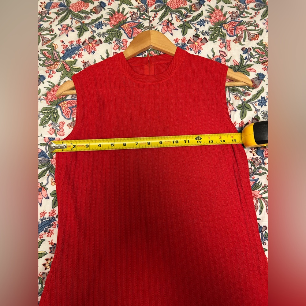 Vintage St John Collection Red Sleeveless Midi Knit Dress - Size 4 - Picture 5 of 6